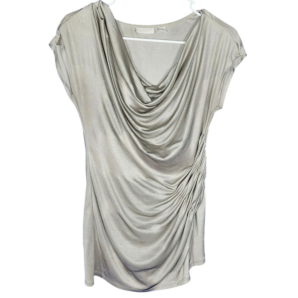 NY & Co Shiny Silver Stretch Top XS – Like New